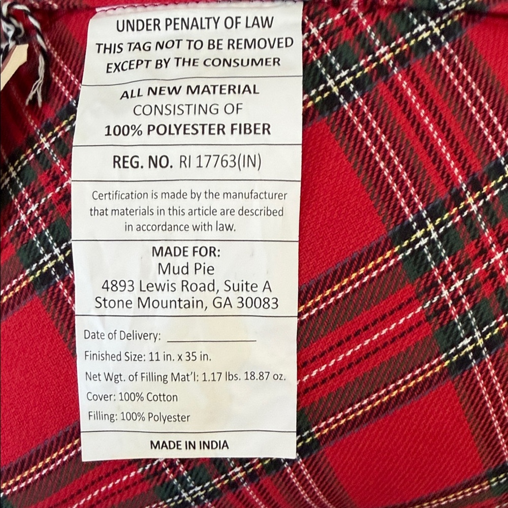 NWT Mud Pie Merry Santa and Reindeer Pillow - Red and Cream. lowest price is $25 - Picture 3 of 4
